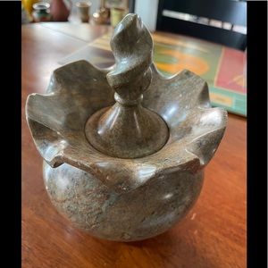 Vintage soapstone jar with lid from Rio 5 1/2x7 1/2 in